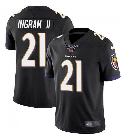 Men's Baltimore Ravens #21 Mark Ingram II Black 2019 100th Season Vapor Untouchable Limited NFL Jersey